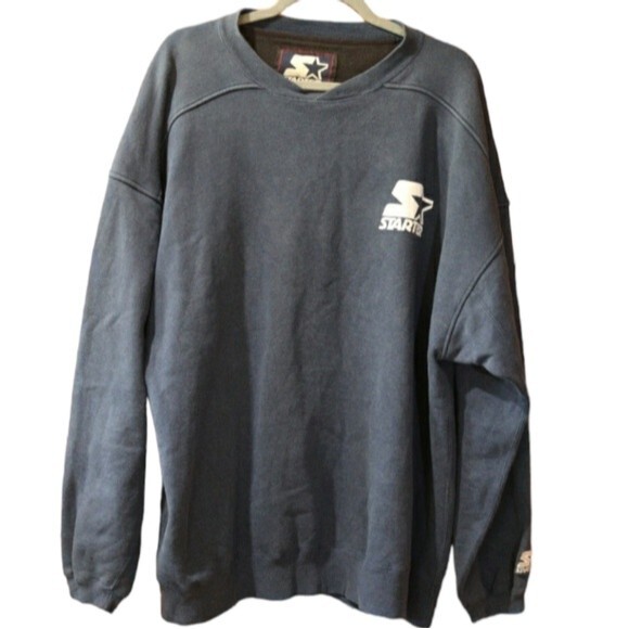 Starter Navy Blue Vintage 90s Streetwear Pullover Sweatshirt XXL Chest Logo - Picture 1 of 11